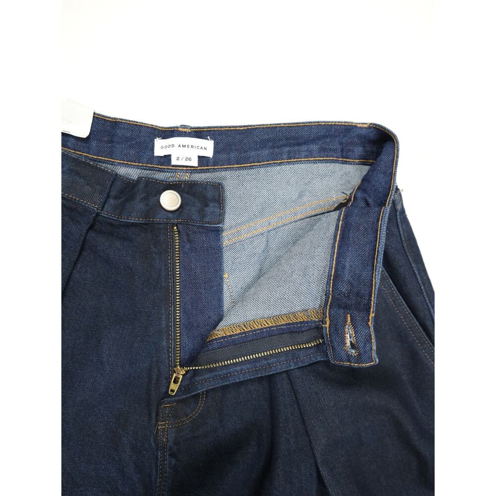 Good American Pleated Wide Leg Denim Trousers Dark Wash Luxury NWT Size 2 / 26 - Picture 8 of 16